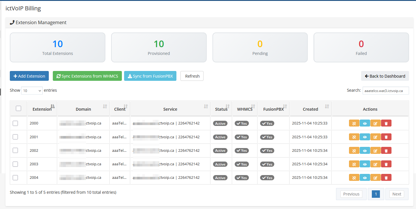 FusionPBX extension provisioning